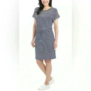 Hilary Radley Dress Adult XXL Blue White Striped Drawstring Summer Women